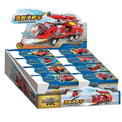 Đồ chơi xếp hình Qman Water Cannon Fire Truck, Đô chơi lắp ráp 8 trong 1 (lẻ mẫu ) 1805 - QMAN