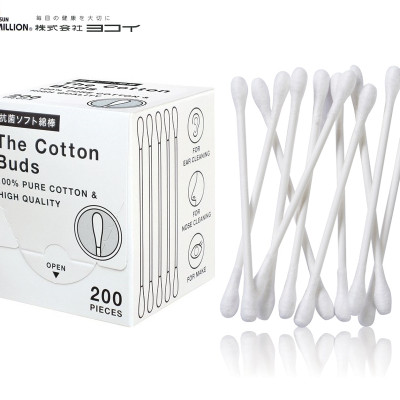 Bộ 02 Hộp 200 tăm bông mềm kháng khuẩn Sanritsu - Made in Japan