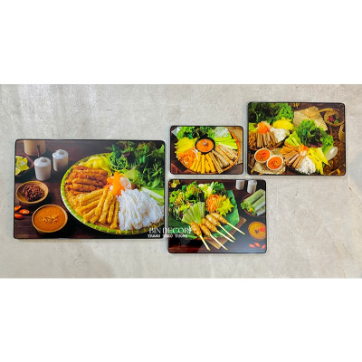 (ẢNH THẬT) Tranh treo tường nem nướng nem lụi 2 trang trí decor quán nhà hàng kèm đinh treo