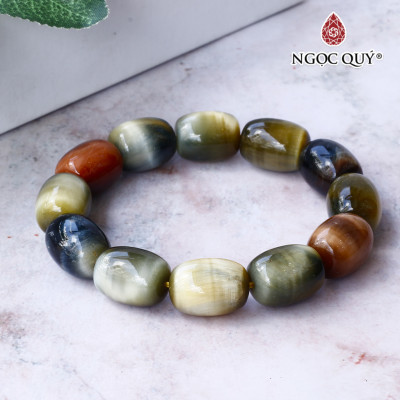 Vòng tay hạt hình lu thống thạch anh mắt hổ mệnh thủy, mộc - Ngọc Quý Gemstones