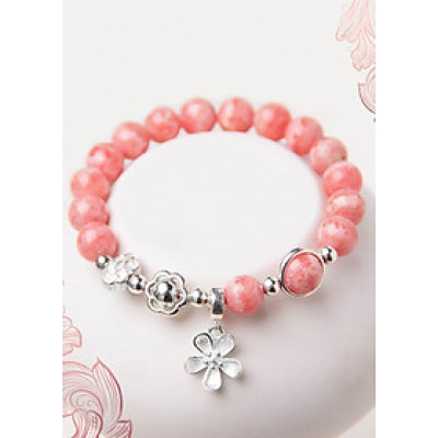 Vòng tay đá Rhodochrosite phối charm hoa mệnh hỏa, thổ - Ngọc Quý Gemstones