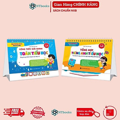 Combo Bộ lịch CÔNG THỨC GIẢI NHANH TOÁN TIỂU HỌC (Phiên bản 5.0) & TỔNG HỢP KIẾN THỨC TIẾNG ANH TIỂU HỌC (Phiên bản 5.0)