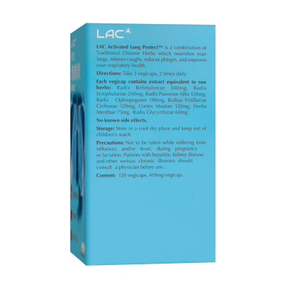 VIÊN UỐNG BẢO VỆ PHỔI VÀ TĂNG CƯỜNG HÔ HẤP LAC ACTIVATED LUNG PROTECT (120 VIÊN)