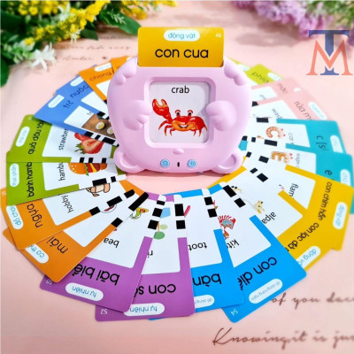 Máy Đọc Thẻ Flashcards Song Ngữ Anh-Việt Thông Minh (gồm 112 thẻ - 224 Từ Vựng)