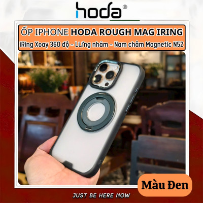 ốp lưng nhám chống sốc 2m từ tính cho iPhone 16 Pro Max / iP 16 pro hiệu HODA Magnetic Rough iring Xoay 360 độ, giá đỡ, sạc không dây nam châm N52, chống bám vân tay - Hàng nhập khẩu