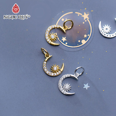 Combo 2 cái charm bạc mặt trăng treo - Ngọc Quý Gemstones