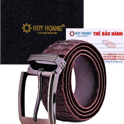 Thắt Lưng Nam Da Trăn VIP Bản Lớn Đầu Kim Huy Hoàng HT4338 - Nâu