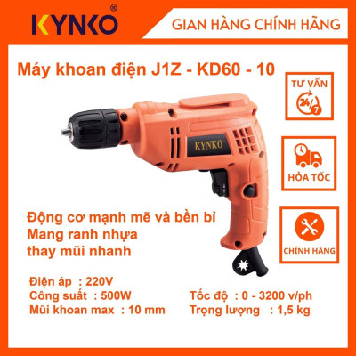 Máy khoan điện cầm tay chính hãng Kynko đầu 10mm J1Z- KD60 -10 siêu nhẹ giá tốt