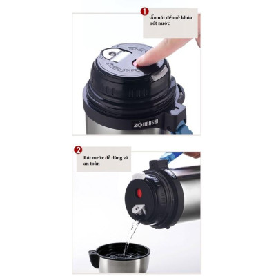 Bình giữ nhiệt nóng lạnh Zojirushi SF-CC15/18/20-XA, 1.5L/1.8L/2L, sản xuất tại Thái, bảo hành 1 năm
