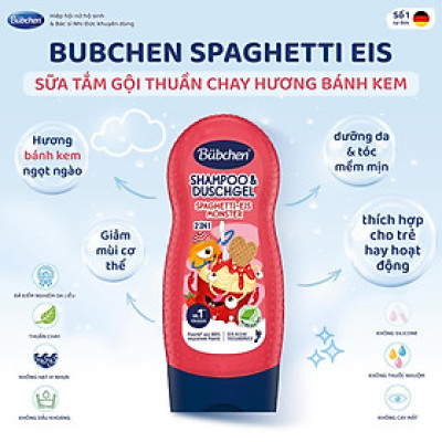 Gel Tắm Gội 2in1 Hương Dâu Bubchen Spaghetti Eis Monster Cho Bé 230ml