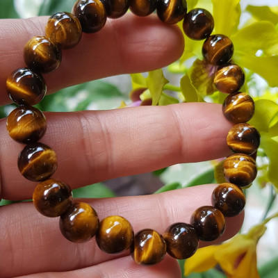 Vòng tay phong thuỷ may mắn nữ đá mắt hổ tự nhiên vàng nâu bóng mượt đẹp Size nữ vòng hạt 8mm Vòng hợp nữ mệnh kim mệnh thổ mệnh Thủy đeo tay đẹp ạ