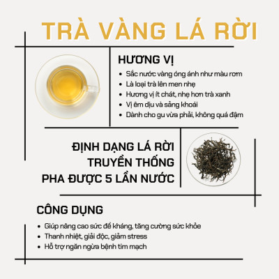 Trà vàng cổ thụ ViXi trà shan tuyết lá rời 1 búp 2 lá hộp 100gr