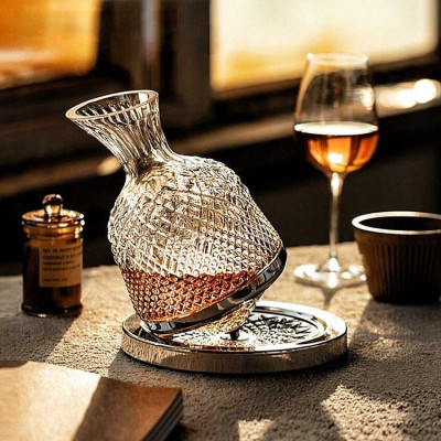 Bình Thở Rượu Vang 1500ml cao cấp đế xoay 360 độ – Bình Đựng Rượu Vang – Wine Decanter trang trí bàn ăn và làm quà tặng