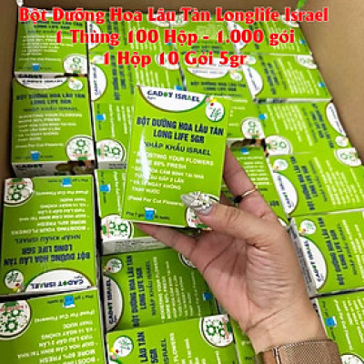 Thuốc Dưỡng Hoa Tươi Cắt Cành Nhập Khẩu Israel hiệu Longlife (1 thùng 1.000 gói 5gr) phù hợp dùng làm nước cắm hoa cho mọi loại hoa tại nhà và 14 ngày không cần thay nước mới