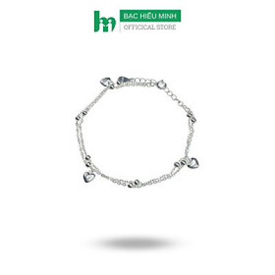 Lắc Tay Nữ Bạc 925 Trái Tim Kép BẠC HIỂU MINH LTU625