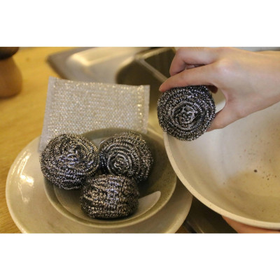 SET 4 Miếng Búi Sắt Cọ Xoong Nồi KÈM Miếng Chà Nồi Đa Năng MyJae