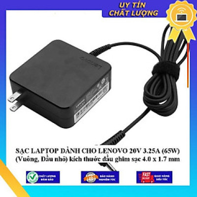 SẠC LAPTOP dùng cho LENOVO 20V 3.25A (65W) (Vuông Đầu nhỏ) kích thước đầu ghim sạc 4.0 x 1.7 mm - Hàng Nhập Khẩu New Seal