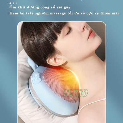 Gối Massage Hồng Ngoại, Mát Xa Cổ Vai Gáy Nikio NK-135DC - Xoa Bóp Chuyên Sâu, Hỗ Trợ Cải Thiện Đau Mỏi Nhanh, Pin Sạc Tiện Lợi