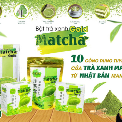 Bột Trà Xanh Matcha Hiệu Gold Cocoa Indochine (Hộp 10 Gói x 10g)