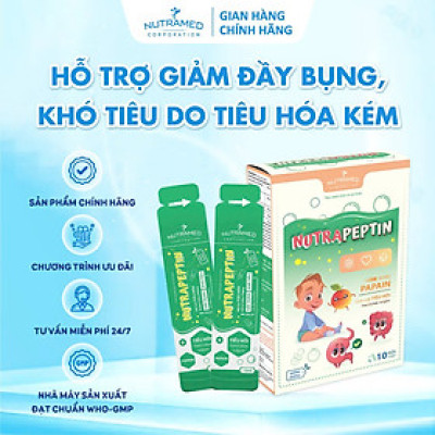 Gói uống Nutrapeptin hỗ trợ giảm đầy bụng, khó tiêu, tiêu hoá kém (10 gói) - Nutramed