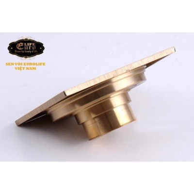 Hố ga thoát sàn Đồng hoa văn 10x10cm Eurolife EL-HG09 (Vàng Đồng)