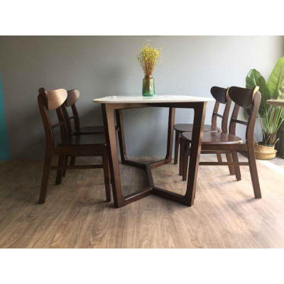 Bộ bàn ăn mango mặt đá 1m4 + 4 ghế mango mặt gỗ  Thương hiệu Nội Thất Bình Long 