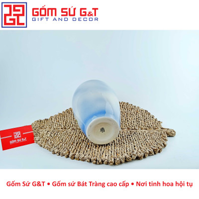 Lọ hoa dáng bom vẽ sen chuồn Gốm Sứ G&T