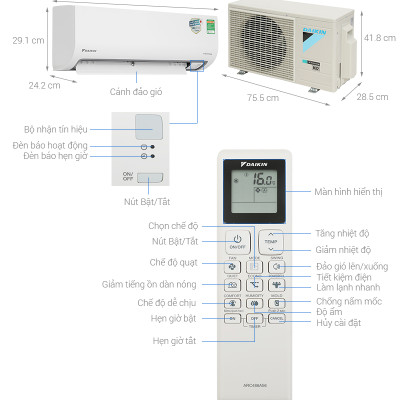Máy lạnh Daikin Inverter 1 HP FTKB25ZVMV - HÀNG CHÍNH HÃNG - CHỈ GIAO HCM