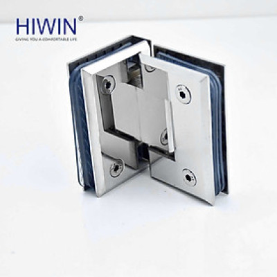Tên gọi: Bản lề phòng tắm kính 90 độ cạnh vát mặt gương inox 304 Hiwin HG-011 (dày 5 mm)