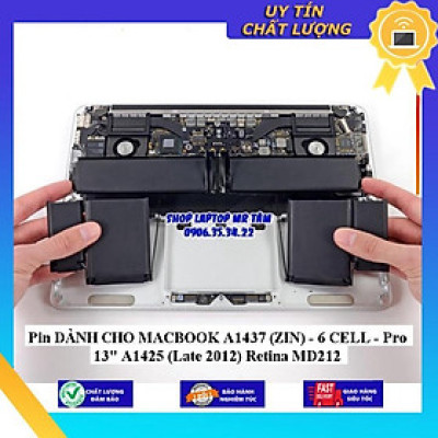 Pin dùng cho MACBOOK A1437 Pro 13" A1425 (Late 2012) Retina MD212 - Hàng Nhập Khẩu New Seal