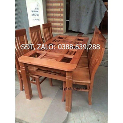 Bàn ăn 6 ghế gỗ xoan mẫu 3