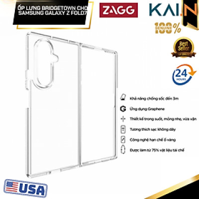 Ốp lưng trong suốt ZAGG Bridgetown/ Bridgetown Snap sạc từ tính cho Samsung Galaxy Z Fold7 chống sốc 3m ứng dụng vật liệu Graphene_ Hàng Chính Hãng