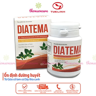Diatema - Viên uống cho người tiểu đường, từ thảo dược, Giảo cổ lam và Dây thìa canh - Chính hãng Dược Tuệ Linh