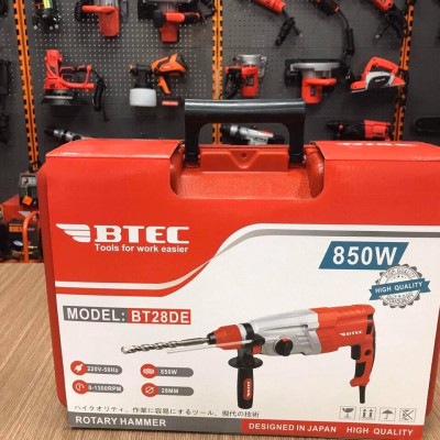 MÁY KHOAN BÚA 3 CHỨC NĂNG 850W BTEC BT28DE (ĐẦU HỢP KIM NHÔM, 28MM )- HÀNG CHÍNH HÃNG