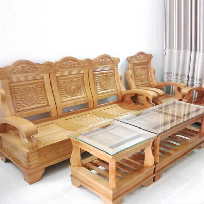 Bộ bàn ghế gỗ phòng khách 5 món gỗ sồi  bộ salong gỗ phòng khách  bàn ghế,bộ chuyện gỗ hàng chuẩn