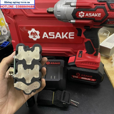 MÁY SIẾT BULONG CAO CẤP ASAKE MỞ ỐC 38mm  PIN 15 CELL 8.0 AH