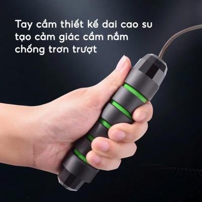 DÂY NHẢY Tặng Tạ Sắt TẬP THỂ DỤC CAO CẤP TẠI NHÀ LÕI THÉP ĐỘ BỀN CAO, TAY CẦM CHỐNG TRƯỢT – Giao Màu Ngẫu Nhiên