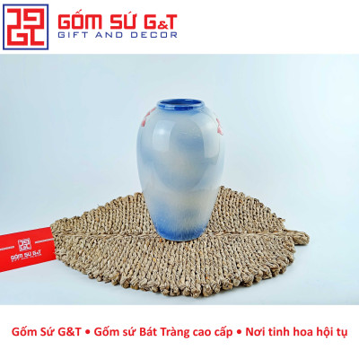 Lọ hoa dáng bom vẽ sen chuồn Gốm Sứ G&T