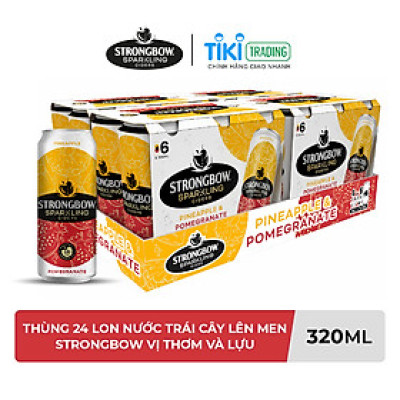 Thùng 24 Lon Nước Trái Cây Lên Men Strongbow Vị Thơm Và Lựu 320ml