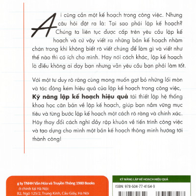 Kỹ Năng Lập Kế Hoạch Hiệu Quả: Kỹ năng tư duy sâu sắc hơn về việc lập kế hoạch và nâng cao hiệu suất làm việc ( Tặng Boookmark Tuyệt Đẹp )