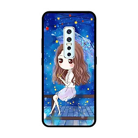 Ốp Lưng in cho Vivo V17 Pro Mẫu Nàng Che Dù nền Xanh - Hàng Chính Hãng
