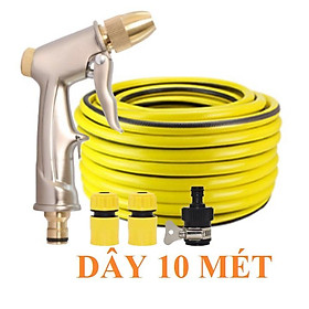 Bộ dây vòi xịt nước rửa xe, tưới cây . tăng áp 3 lần, loại 7m, 10m 206701-1 đầu đồng,cút+ tặng đai