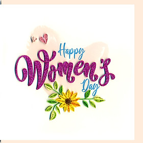 Thiệp giấy xoắn giá rẻ mừng 8 tháng 3 ngày phụ nữ Việt Nam , size 15x15cm