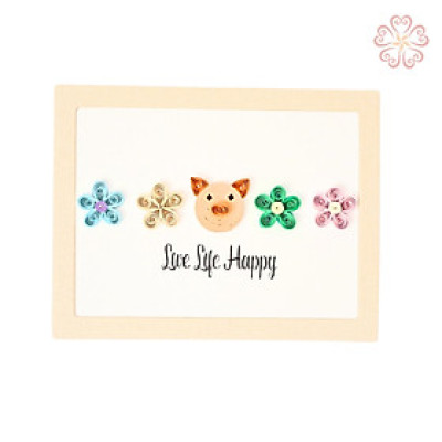 Thiệp Quilling nghệ thuật có khung - size 8.5 x 6.5 cm - Life Happy