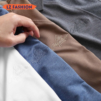ÁO THUN NAM CỔ BẺ TAY NGẮN MÀU TRƠN LỊCH LÃM, LOGO THÊU ĐẸP MẮT - LZPS150