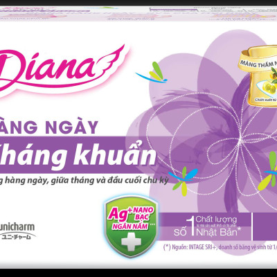 Bộ 6 gói băng vệ sinh Diana hàng ngày kháng khuẩn gói 20 miếng