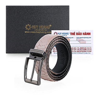 HP4368 - Dây nịt nam da trăn Huy Hoàng vip 3,5P đầu kim màu hồng phấn