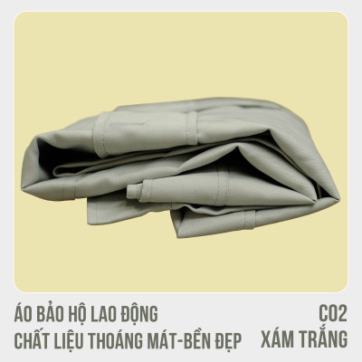 Áo bảo hộ lao động, chất liệu thoáng mát, bền đẹp - Mã C02 ( Xám Trắng)