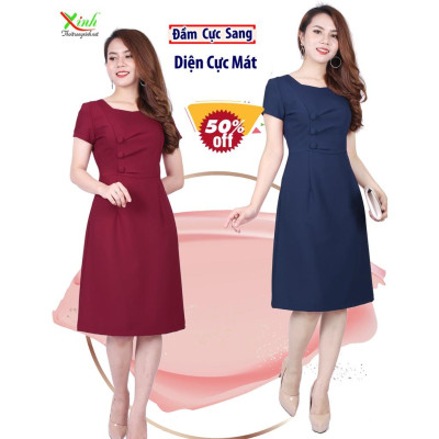 Đầm Suông Phối Cúc Thanh Lịch Gọn Dáng DL437 - DL794