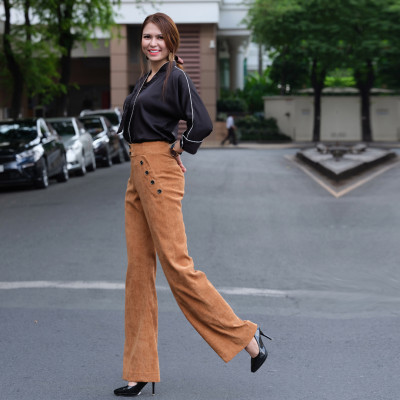 Quần Ống Loe Quần Tây Công Sở Cao Cấp Thời trang thiết kế Hity PAN051 (Cát Sahara)